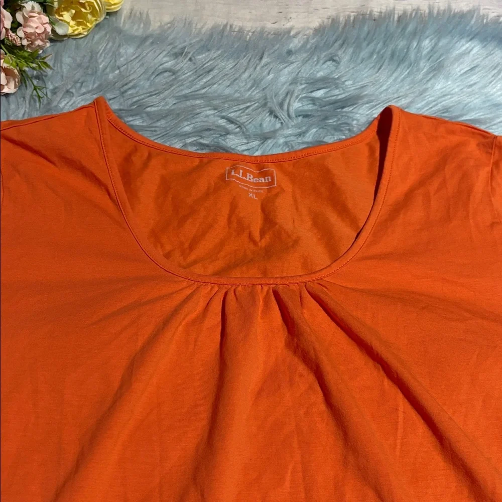 L.L. Bean Women's Vibrant Orange Short Sleeve Tee sz XL - Picture 3 of 7